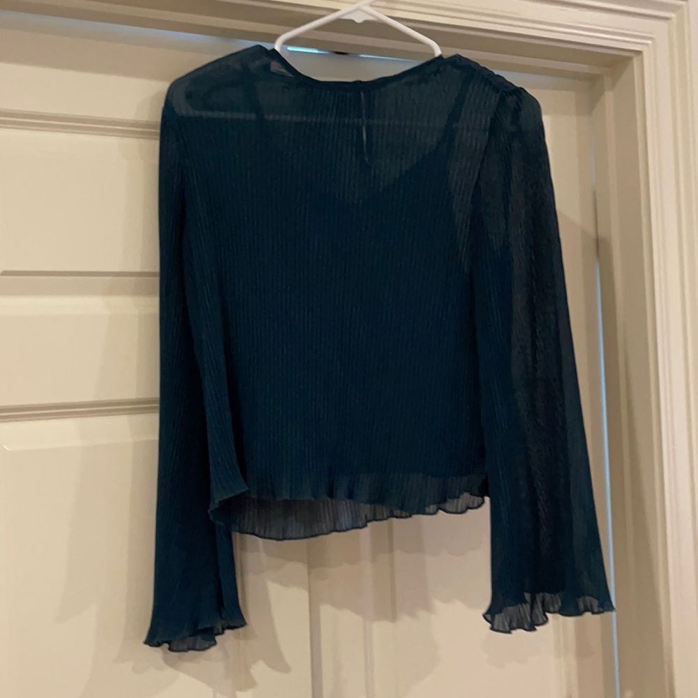 Green Pleated Blouse with camisole